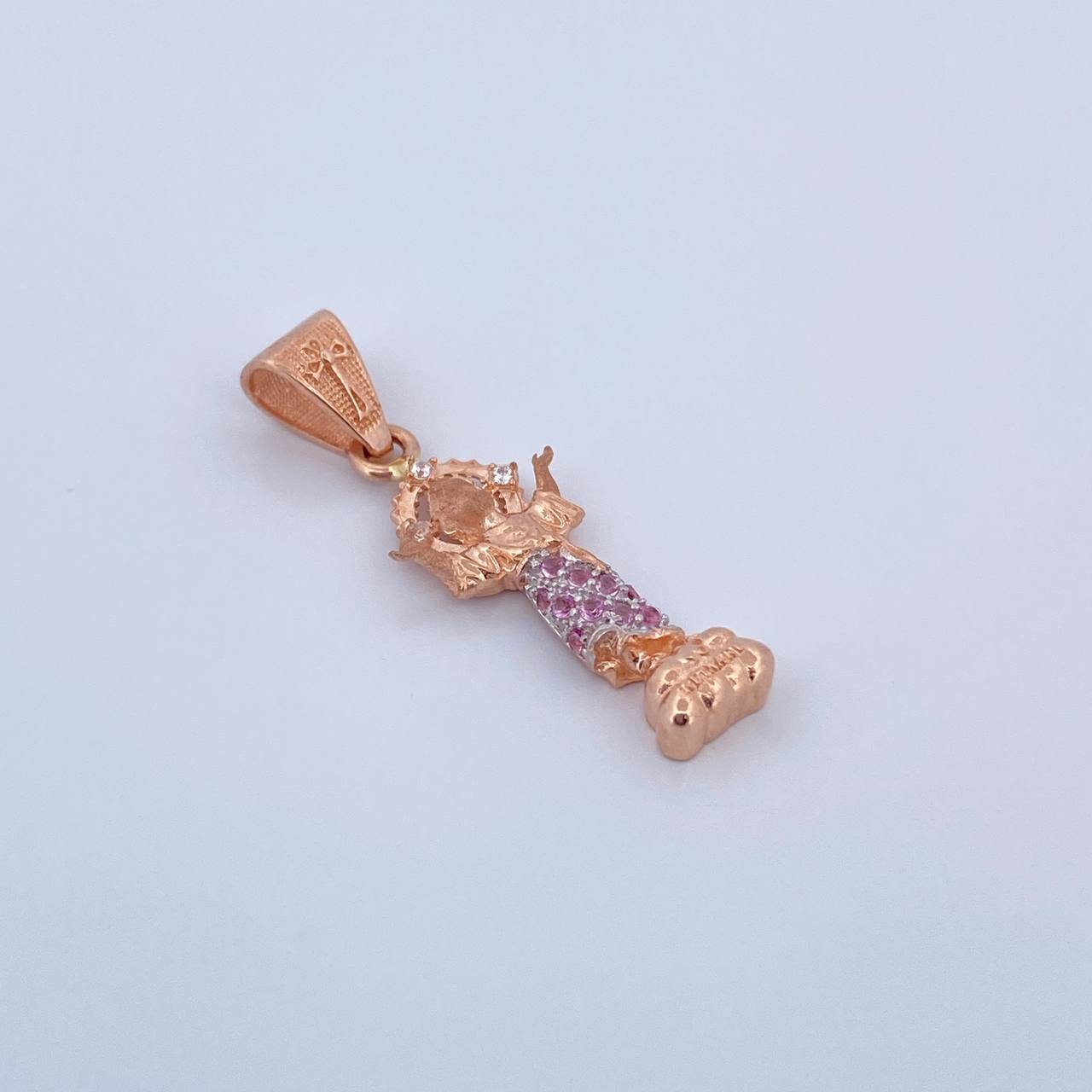 Pendant 1.6gr / 1.1in / Pink and White Zirconia 18K Gold &