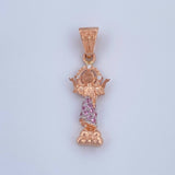 Pendant 1.6gr / 1.1in / Pink and White Zirconia 18K Gold &