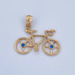 Pendant Bicycle 2.5gr / 1.0in / Blue Zirconia 18K Gold &