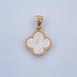 Pendant Clover 1.85gr / 0.9in / White Mother-of-Pearl 18K Gold &