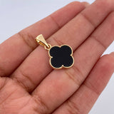 Dije Trebol 1.85gr / 2.4cm / Onix Negra Oro Amarillo 18K &