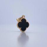 Dije Trebol 1.85gr / 2.4cm / Onix Negra Oro Amarillo 18K &