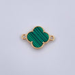 Herraje Trebol 1.4gr / 2cm / Malaquita Verde Oro Amarillo 18K &