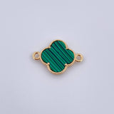 Herraje Trebol 1.4gr / 2cm / Malaquita Verde Oro Amarillo 18K &