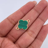 Herraje Trebol 1.4gr / 2cm / Malaquita Verde Oro Amarillo 18K &