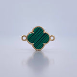 Herraje Trebol 1.4gr / 2cm / Malaquita Verde Oro Amarillo 18K &