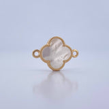 Charm Clover 1.75gr / 0.8in / White Mother-of-Pearl 18K Gold &
