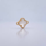 Charm Clover 1.15gr / 0.7in / White Mother-of-Pearl 18K Gold &