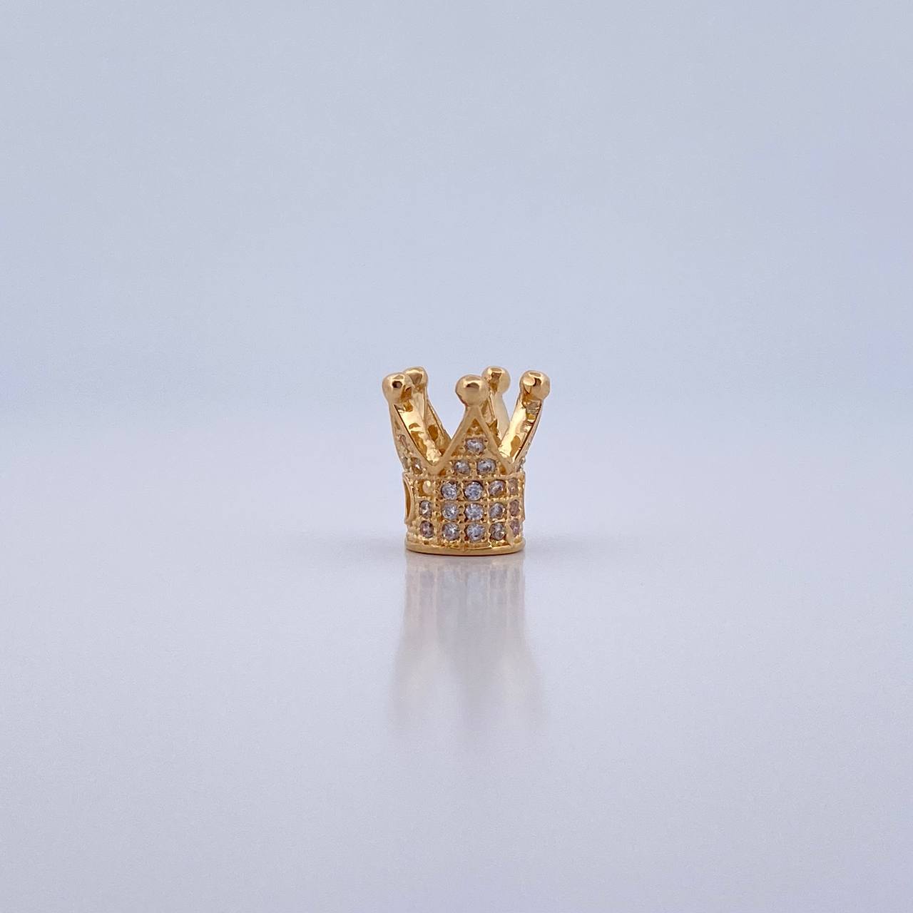 Herraje Corona 1.7gr / 1cm / Circones Blancos Oro Amarillo 18K &