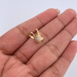 Herraje Corona 1.75gr / 1cm / Circones Blancos Oro Amarillo 18K &