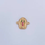 Herraje Virgen Guadalupe 1.15gr / 1.5cm / Circones Fucsias Verdes Blancos Oro Amarillo 18K &