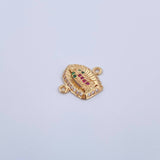 Herraje Virgen Guadalupe 1.15gr / 1.5cm / Circones Fucsias Verdes Blancos Oro Amarillo 18K &