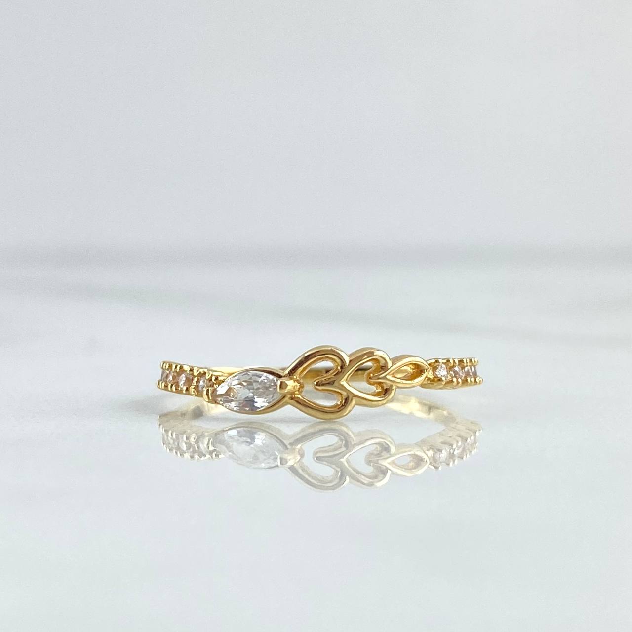 Vectoreal Heart Ring 1.45gr / Size 7 1/4 / White Zircons 18K Yellow Gold *