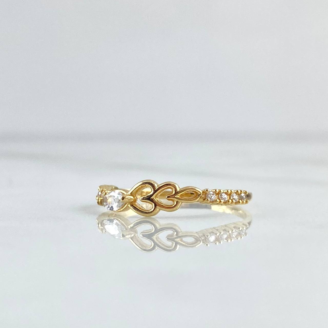 Vectoreal Heart Ring 1.45gr / Size 7 1/4 / White Zircons 18K Yellow Gold *