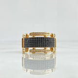 Segmented Screw Ring 17.4gr / T11 1/2 / White and Black Zircons 18K Yellow Gold