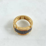 Segmented Screw Ring 17.4gr / T11 1/2 / White and Black Zircons 18K Yellow Gold