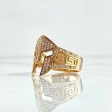 Gladiator Helmet Ring 8.6gr / Size 9 1/2 / White Zircons 18K Yellow Gold