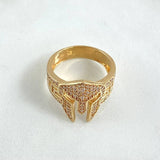 Gladiator Helmet Ring 8.6gr / Size 9 1/2 / White Zircons 18K Yellow Gold