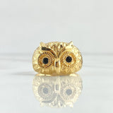 Owl Ring 8.55gr / Size 9 / Black Zircons 18K Yellow Gold