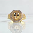 Anillo calavera Octagonal 9.1gr / T10 3/4 / Circones Blancos Negros Dos Oros Amarillo Blanco 18K