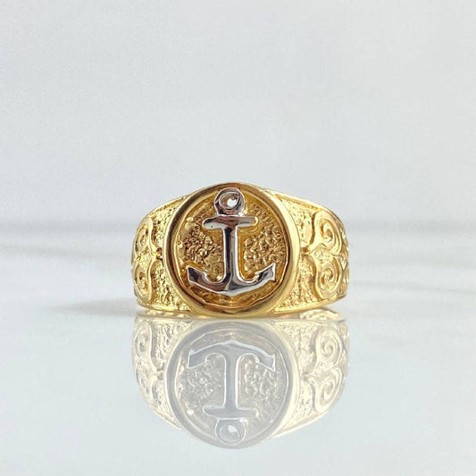 Anchor Ring 7.3gr / T11 1/2 / Textured Two-tone Yellow and White 18K Gold