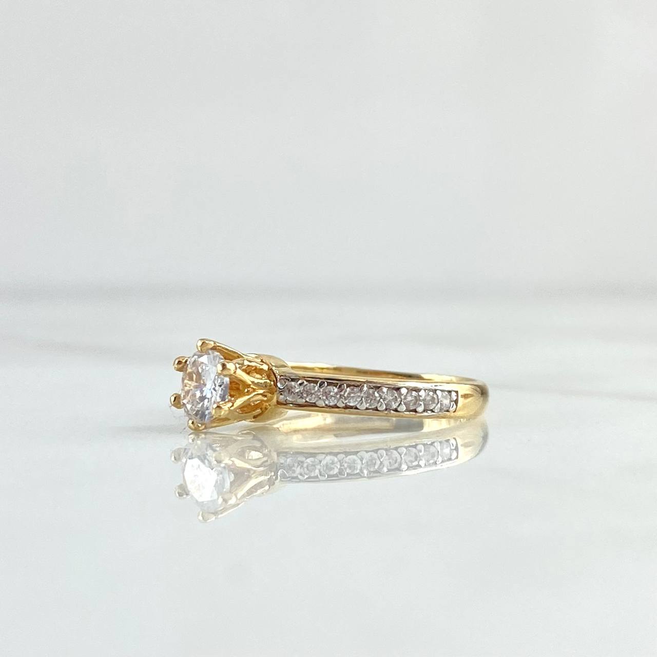 Solitaire Ring 2.65gr / Size 6 / White Zircons 18K Yellow Gold *