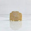 Dense Mesh Ring 6.25gr / Size 5 3/4 / White Zircons 18K Yellow Gold *