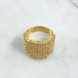 Dense Mesh Ring 6.25gr / Size 5 3/4 / White Zircons 18K Yellow Gold *