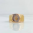 Ring Hoop Sickle Forked 4.85gr / Size 7 / White Zircons Three 18K Golds *