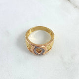Ring Hoop Sickle Forked 4.85gr / Size 7 / White Zircons Three 18K Golds *