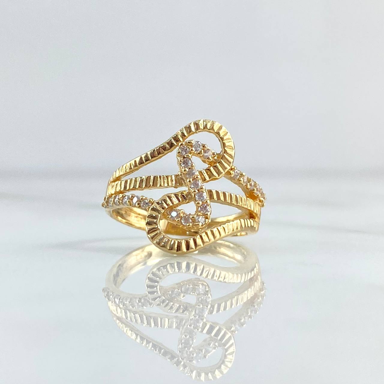 Musical Note Ring 4.2gr / T6 3/4 / White Zircons 18K Yellow Gold *