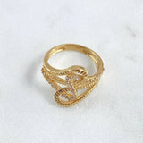 Musical Note Ring 4.2gr / T6 3/4 / White Zircons 18K Yellow Gold *