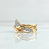 Rustic Triple Line Ring 4.65gr / Size 6 3/4 / White Zircons Three 18K Golds *