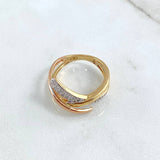 Rustic Triple Line Ring 4.65gr / Size 6 3/4 / White Zircons Three 18K Golds *