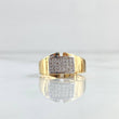 Thick Square Ring 4gr / T7 / White Zircons Two-tone Yellow and White Gold 18K *
