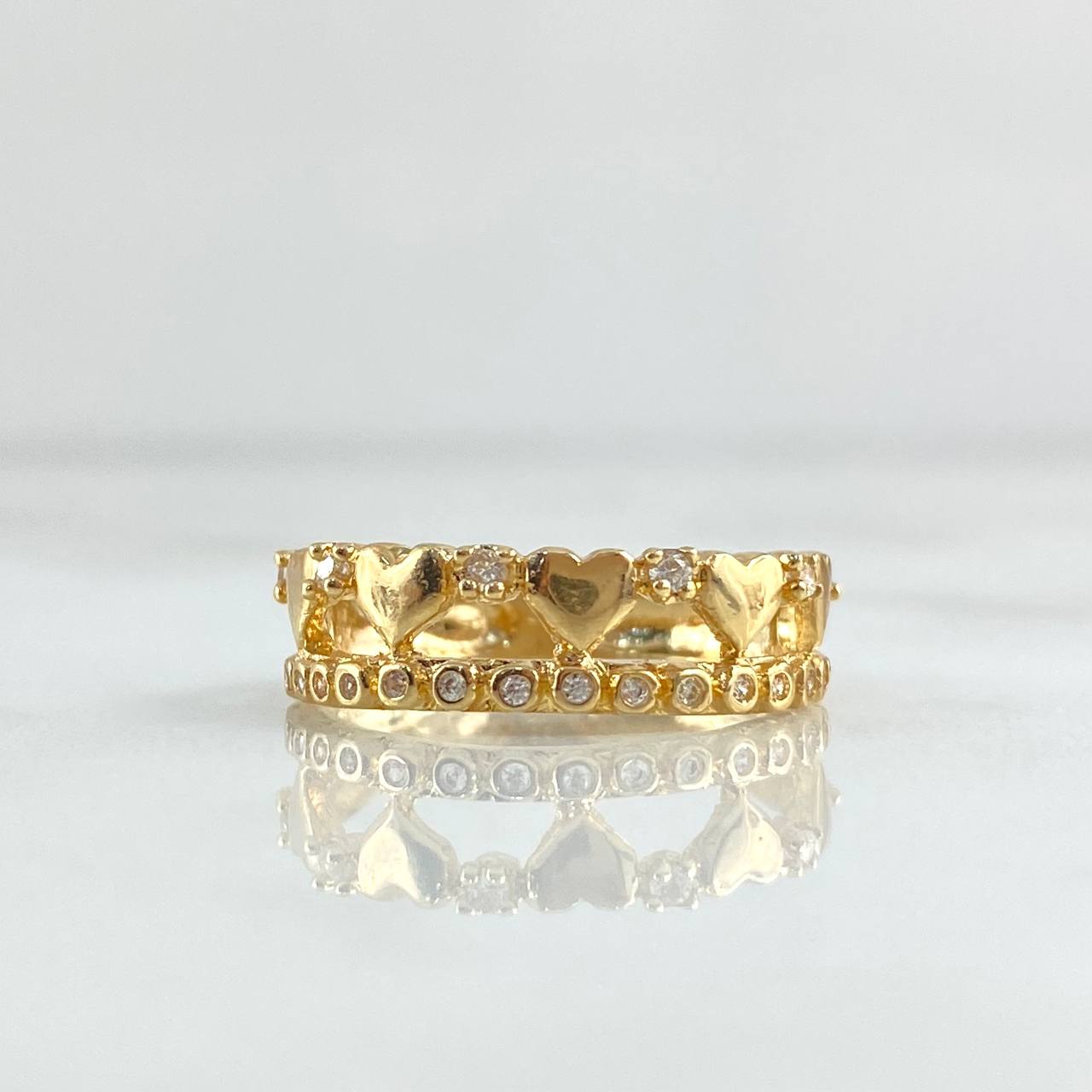 Baseline Heart Ring 3.05gr / Size 6 3/4 / White Zircons 18K Yellow Gold *