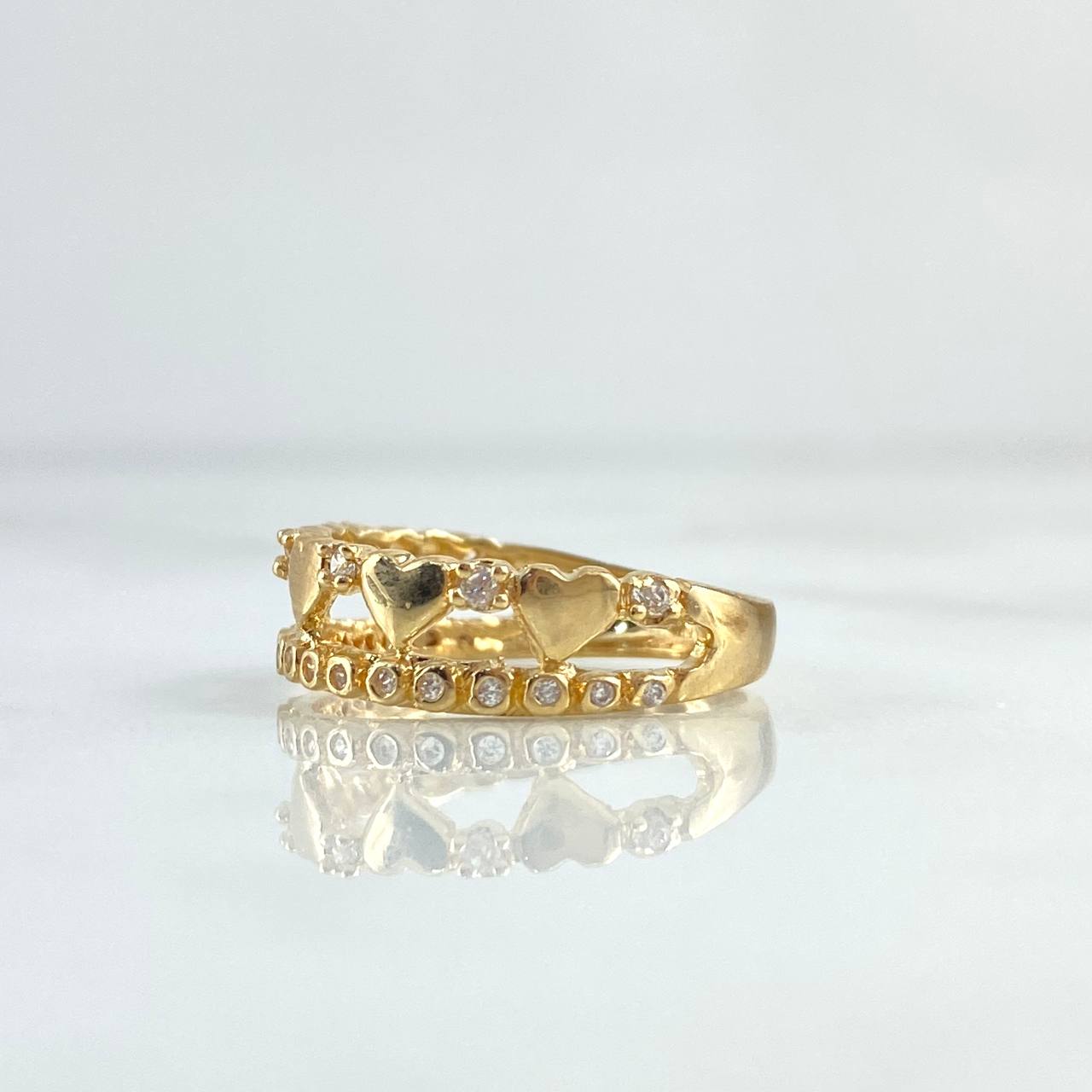 Baseline Heart Ring 3.05gr / Size 6 3/4 / White Zircons 18K Yellow Gold *