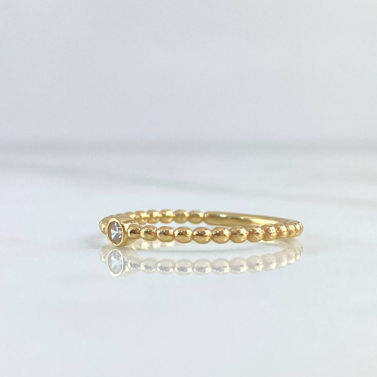 Ring Solitaire Spheres 1.75gr / Size 7 1/2 / White Zircon Yellow Gold 18K *