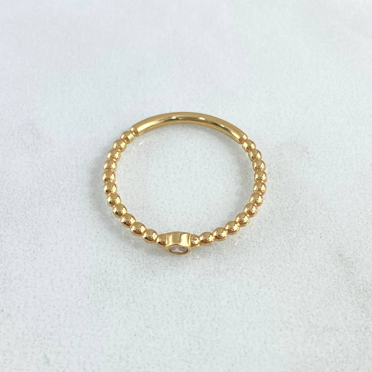 Ring Solitaire Spheres 1.75gr / Size 7 1/2 / White Zircon Yellow Gold 18K *