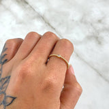 Ring Solitaire Spheres 1.75gr / Size 7 1/2 / White Zircon Yellow Gold 18K *