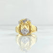 Christ Face Ring 6.55gr / Size 8 3/4 / White Zircons Two-tone Yellow and White Gold 18K *
