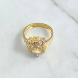 Christ Face Ring 6.55gr / Size 8 3/4 / White Zircons Two-tone Yellow and White Gold 18K *