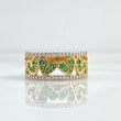 Heart Track Ring 5.55gr / T8 / White Green Zircons 18K Yellow Gold *