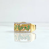 Heart Track Ring 5.55gr / T8 / White Green Zircons 18K Yellow Gold *