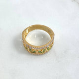 Heart Track Ring 5.55gr / T8 / White Green Zircons 18K Yellow Gold *