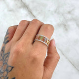 Three Crosses Fish Ring 3.6gr / T6 1/4 / Colored Zircons 18K Yellow Gold *