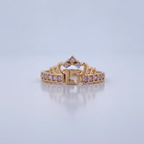 Anillo Tiara 15s 2.25gr / T7 / Circones Rosados Blancos Oro Amarillo 18K &