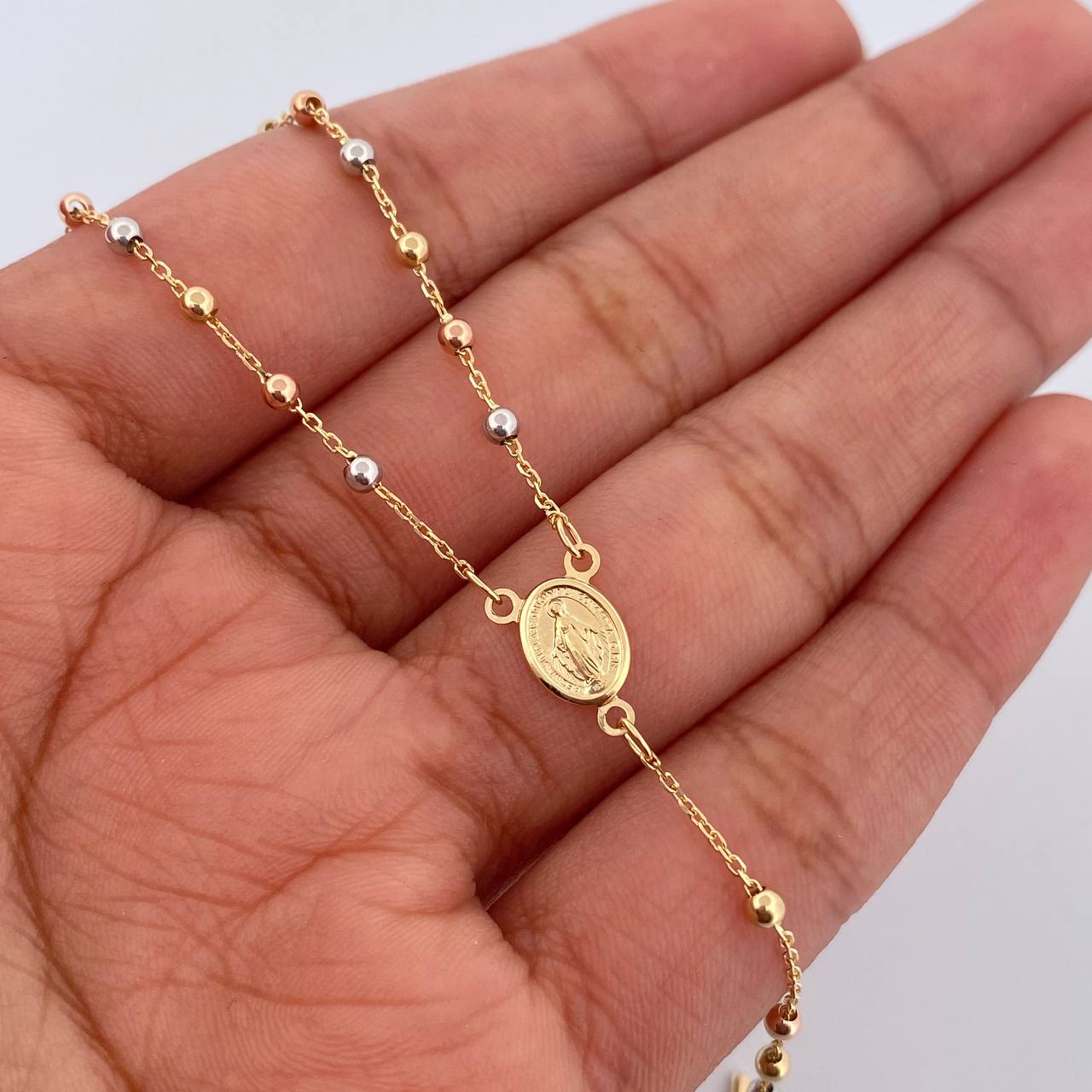 Miraculous Virgin Rosary 3.25gr / 45.2cm / Three Golds +4 18K &