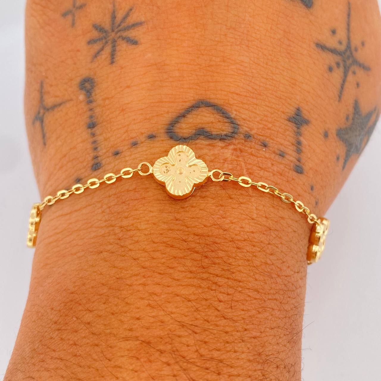 Pulso Aro Seguido Trebol 3.85gr / 18.8cm / Oro Amarillo 18K &