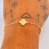 Pulso Aro Seguido Trebol 3.85gr / 18.8cm / Oro Amarillo 18K &